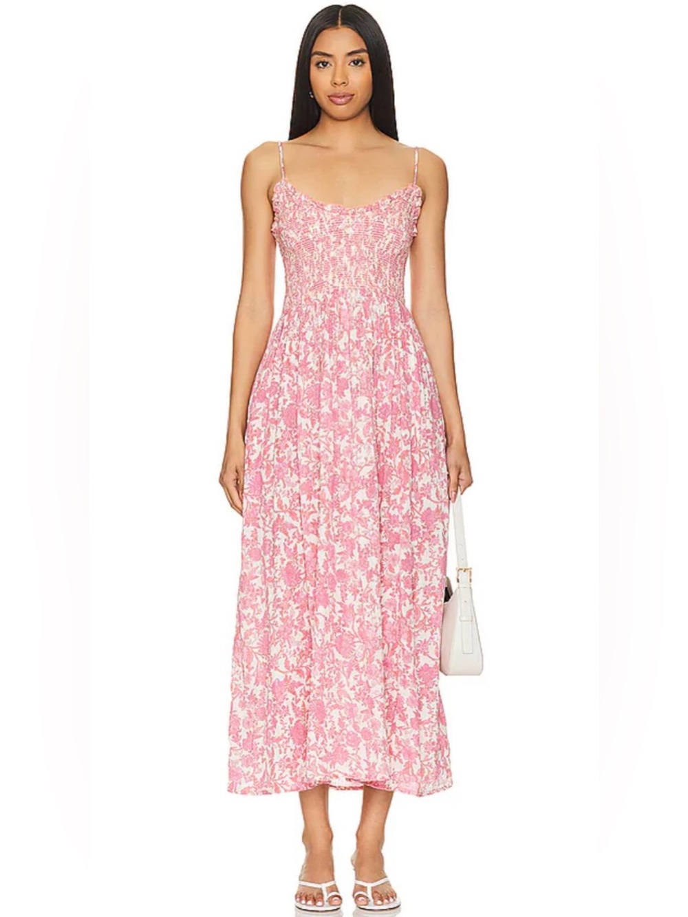 Free People Sweet Nothings Floral Smocked Maxi Dress Large Cottagecore Romantic
